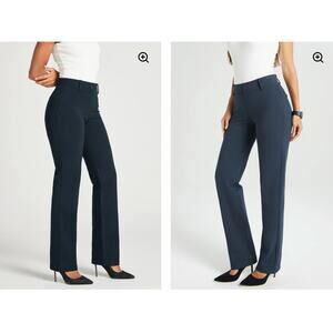 Betabrand Classic DPYP Dress Pant Yoga Pant Straight Womens Size Large Navy NWT